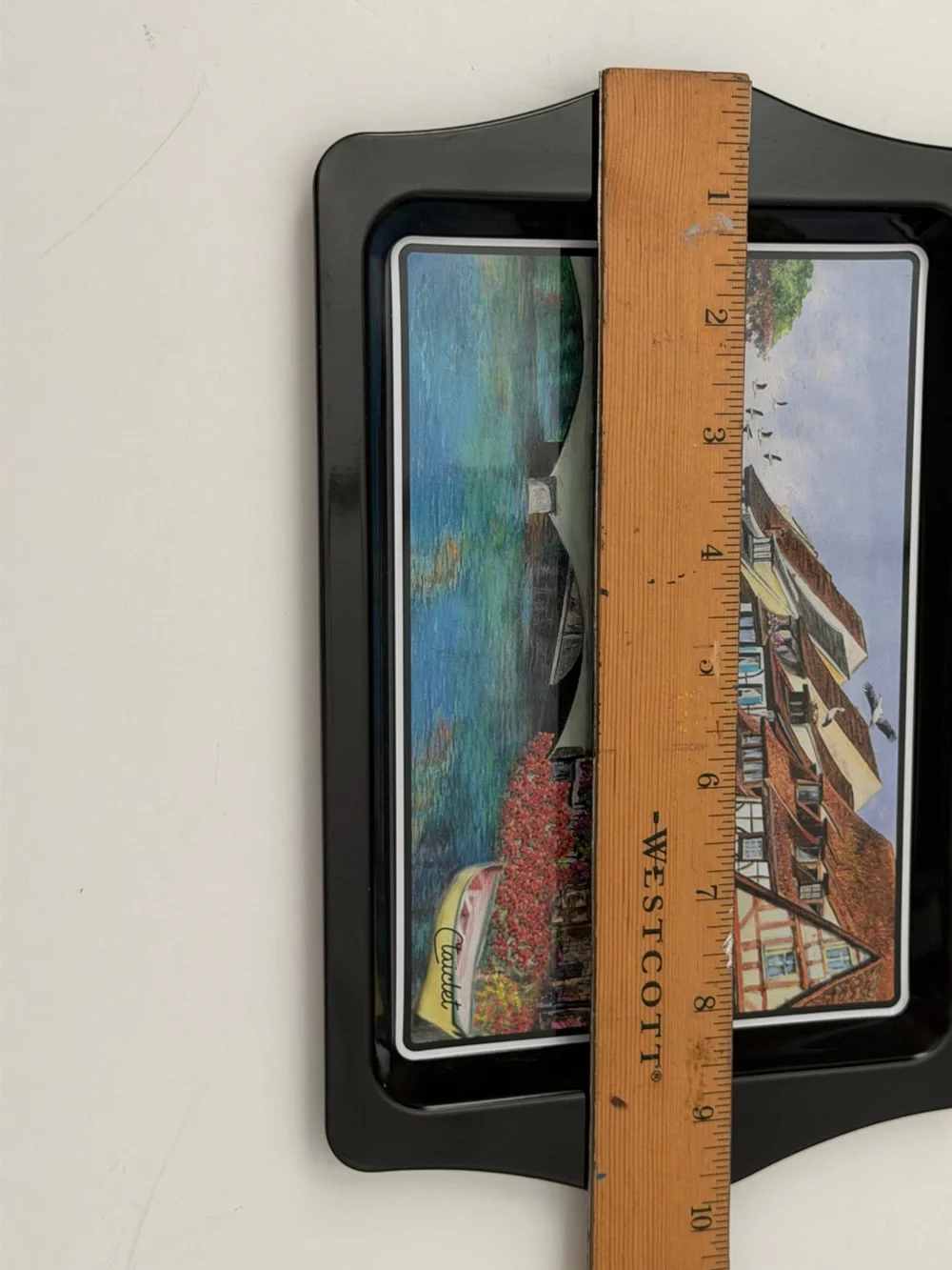Black Decorative Serving Tray France with Scenic Print - Alsace 10”x6”